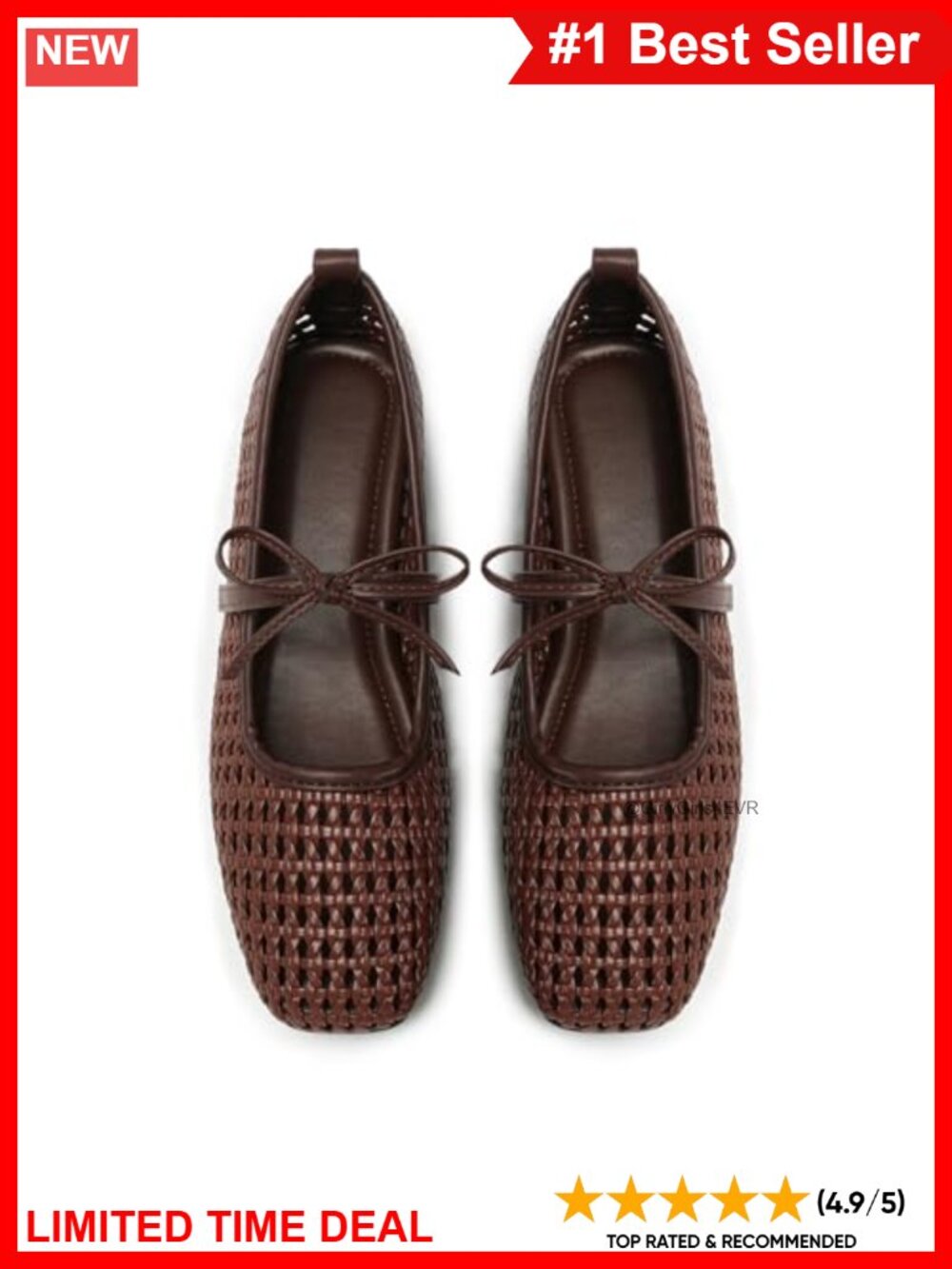 Faux Leather Mesh Woven Ballet Flats Square Toe Mary Jane Foldable